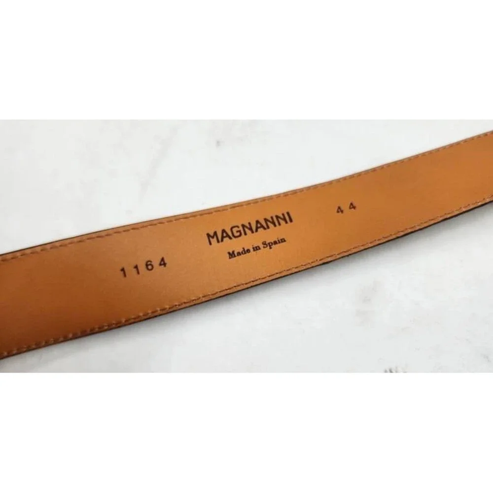 Magnanni Telante Suede & Leather Belt Men's 44 Taupe Nickel-Tone Square Buckle